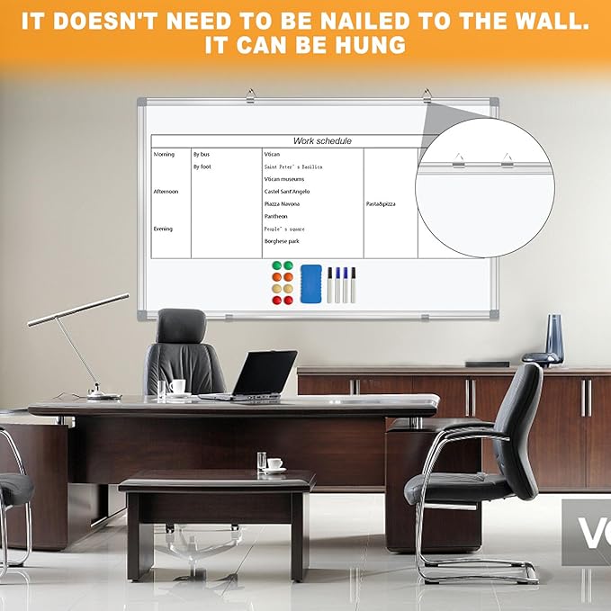 H-Qprobd Dry Erase Board for Wall 72"x40" Aluminum Presentation Magnetic Whiteboard with Long Pen Tray, Wall-Mounted White Board for School, Office and Home-DeskLoop Office
