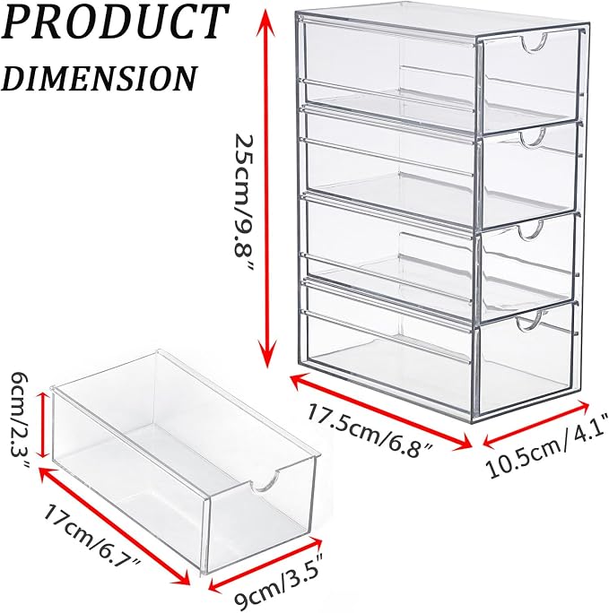Hipiwe Plastic Drawer Organizer Clear Hair Accessories Organizer Box - Image 3