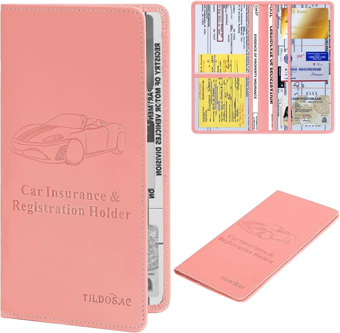 TILDOSAC Car Registration & Insurance Card Holder Leather Auto Glove Box by TILDOSAC