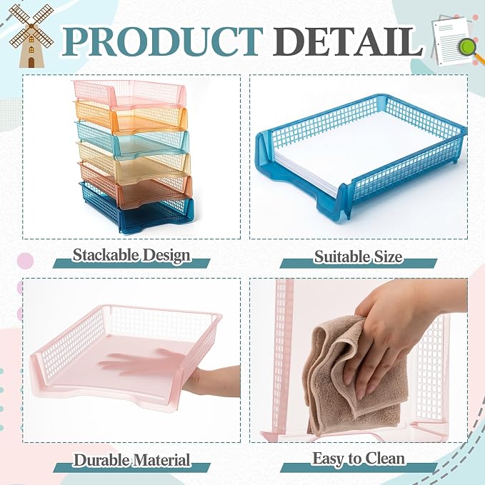 Geetery Set of 12 Turn in Trays Classroom Plastic Trays - Image 3