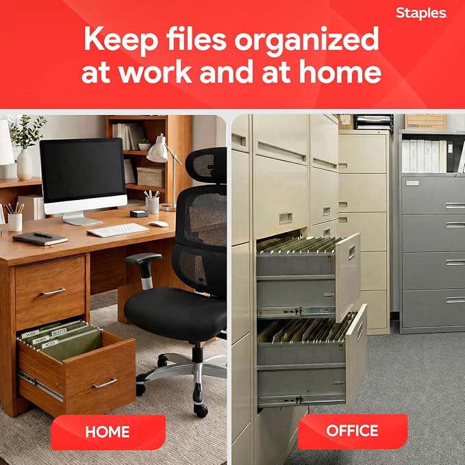 Staples Reinforced Hanging File Folders, Letter Size, Wide‑Capacity Box‑Bottom - Image 4
