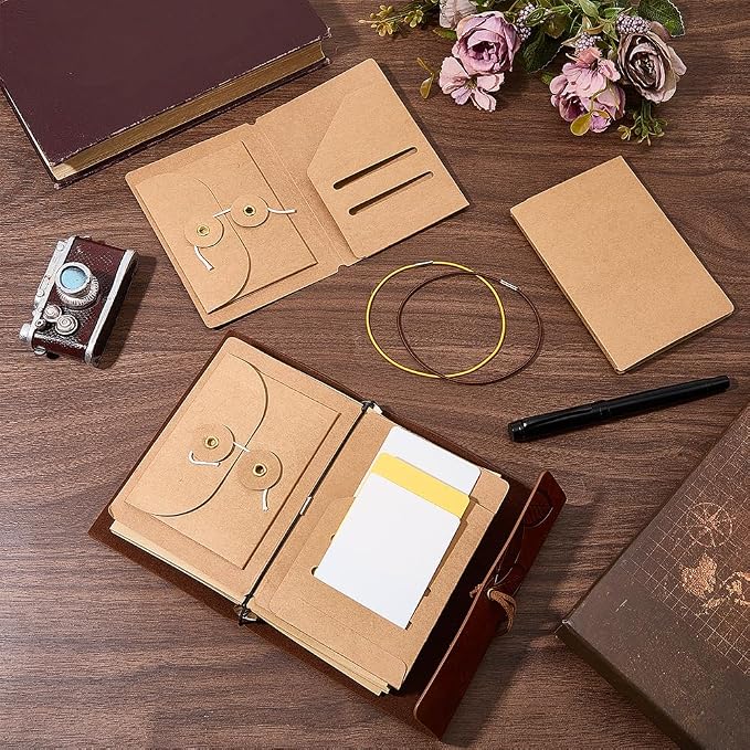 CRASPIRE 3 Sets Passport Size Travelers Notebook Accessories Kit Portable Kraft - Image 4