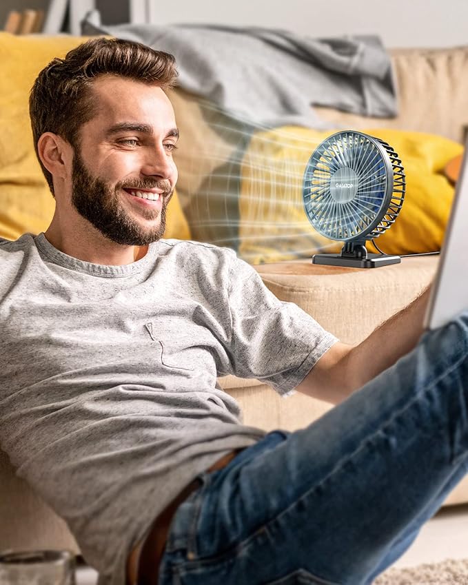Gaiatop USB Desk Fan, Small But Powerful, Personal Portable Quiet 3 Speeds - Image 2
