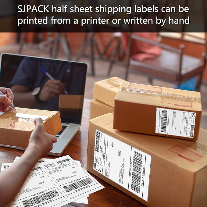 8000 Half Sheet Laser/Ink Jet Shipping Labels Mailing Labels 5-1/2" X 8-1/2"-DeskLoop Office