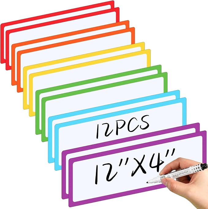 12 Pcs Large Magnetic Dry Erase Labels by Janlaugh