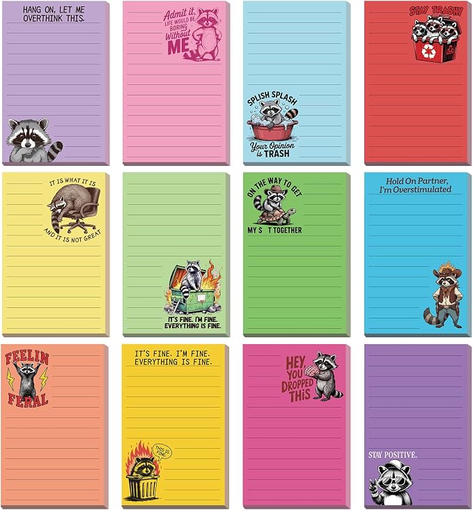 12 Pack Funny Notepads, 5x3 Inches Sarcastic Note Pads Memo Fun Office Gifts by Saypacck