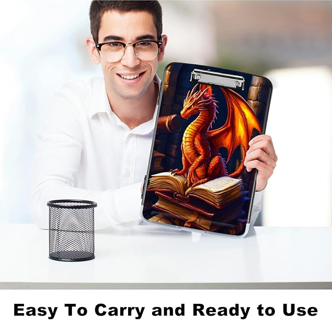Book Dragon A4 Clipboard with Storage Pen Holder, Clipboards Organizer Nursing - Image 6