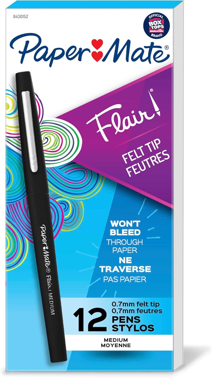 Paper Mate Flair Felt Tip Pens, Medium Point, Journaling, Note-Taking by Unknown