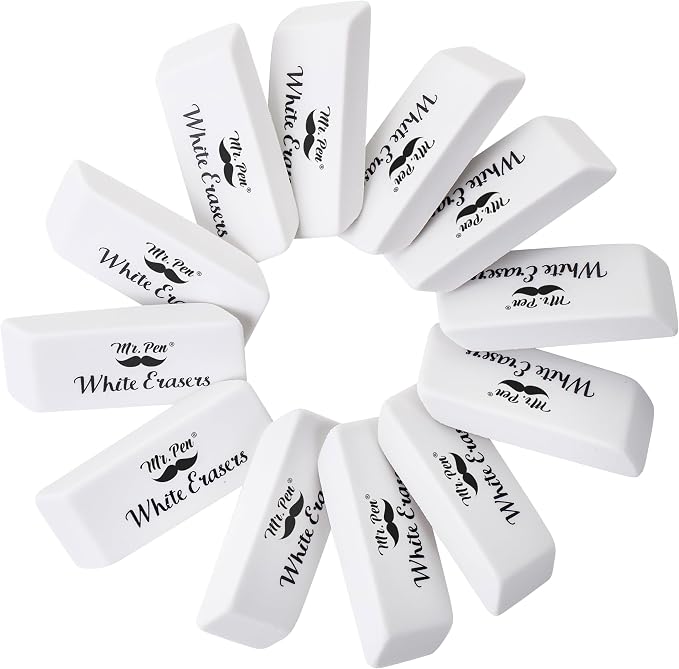 Mr. Pen- White Pencil Eraser, 12 Pack | Large Latex Free Block Erasers - Image 6