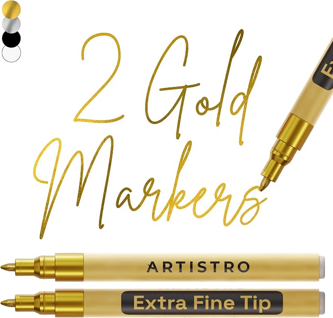 ARTISTRO 2 Gold Acrylic Paint Markers by ARTISTRO