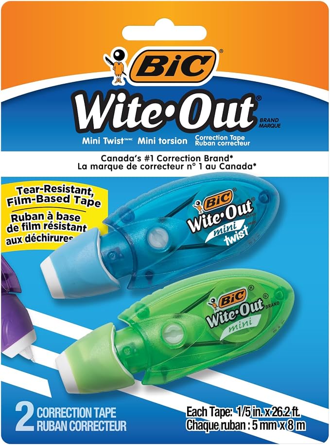 BIC Wite-Out Mini Twist Correction Tape, No Dry Time, Tear Resistant Tape - Image 2