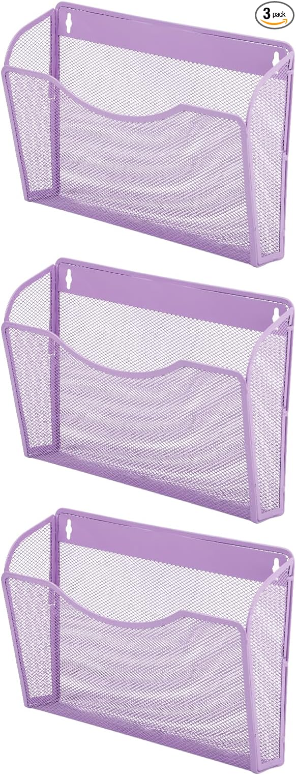 EASEPRES 3 Single Pocket Mesh Hanging File Organizer, Vertical Wall Mounted by EASEPRES