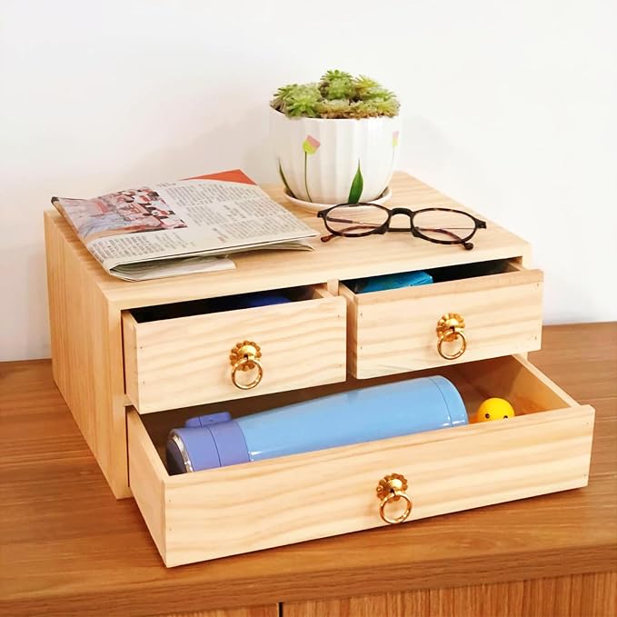 2 Layer Desk Organizer Wooden Desktop Organizer Tabletop Storage Organization - Image 4