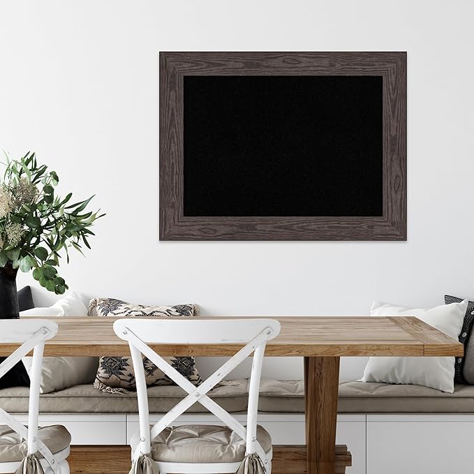 Amanti Art Black Cork Board for Wall, 26x34 Vision Board with Black Wood Frame, Medium Corkboard Office Decor for Home Organization, Country Rustic Corkboard Pinboard to Display Items for Home-DeskLoop Office