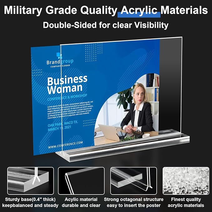 Acrylic Sign Holder 6x4, 6 Pack Clear Sign Holder Double Sided Table Menu - Image 2