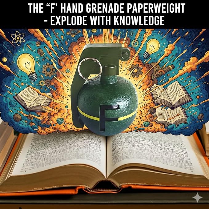Initial Bomb Grenade Green Paperweight Humor Decor - Image 3