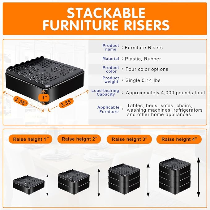 shouwuhho Furniture Risers, 32 Pack Bed Risers - Image 2