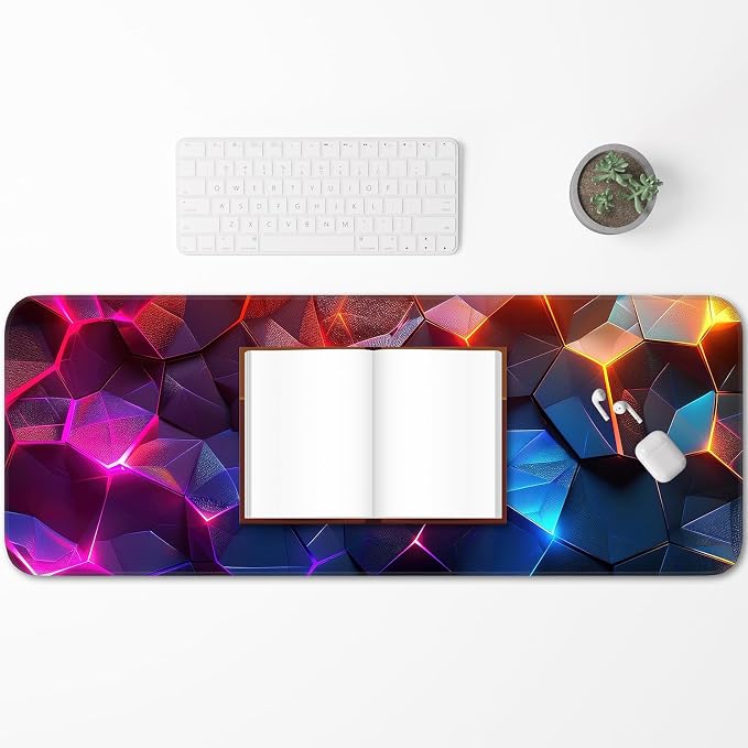 Gaming Mouse Pad, Geometric Design, Non-Slip Rubber Bottom, Stitched Edges - Image 6