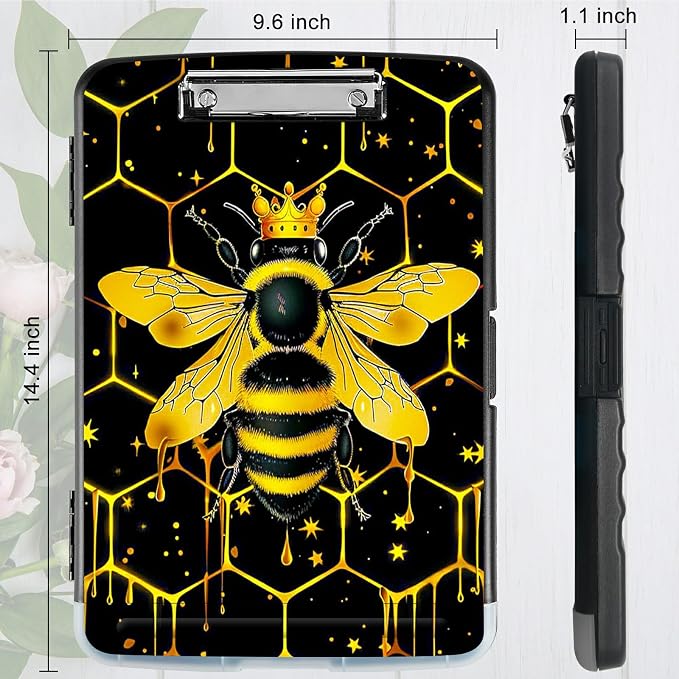 Bee Black Background A4 Clipboard - Image 3
