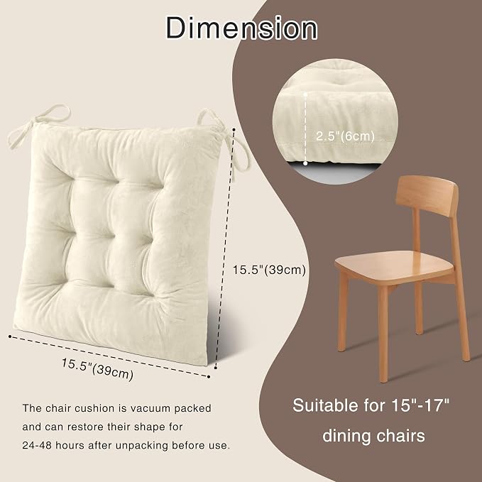 OVOV 4 Pack Chair Cushions for Dining Chairs Soft Seat Cushions for Kitchen - Image 2