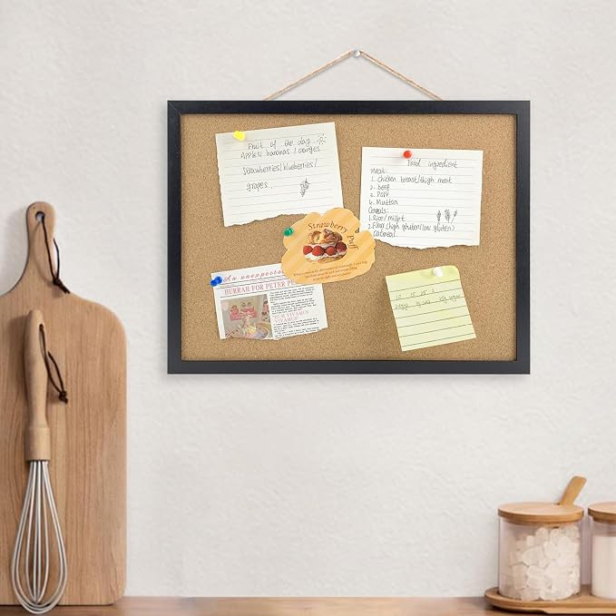 Black Cork Board Bulletin Board, 14.6"X 11" Cork Board, Oak Wood Finish Frame - Image 8