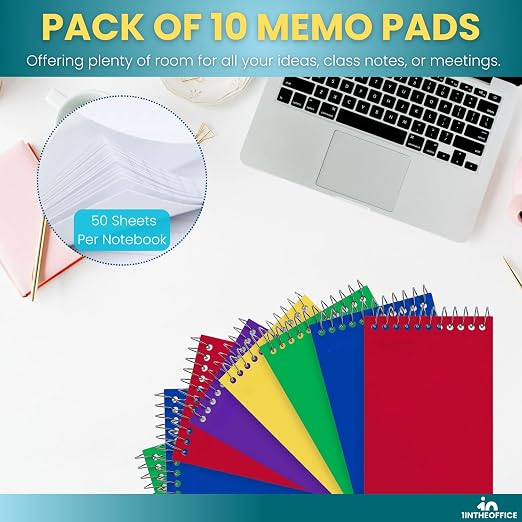 1InTheOffice Wirebound Memo Pads, 50 Sheets/Pad - Image 6