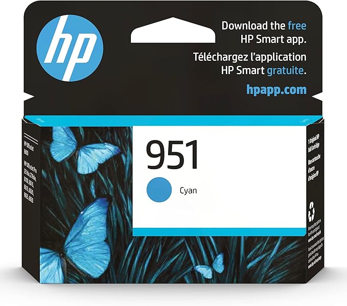 HP 951 Cyan Ink Cartridge for HP Printers | Works with Printer Series: OfficeJet 8600, Pro 251dw, 276dw, 8100, 8610, 8620, 8630 | Eligible for Instant Ink | CN050AN-DeskLoop Office
