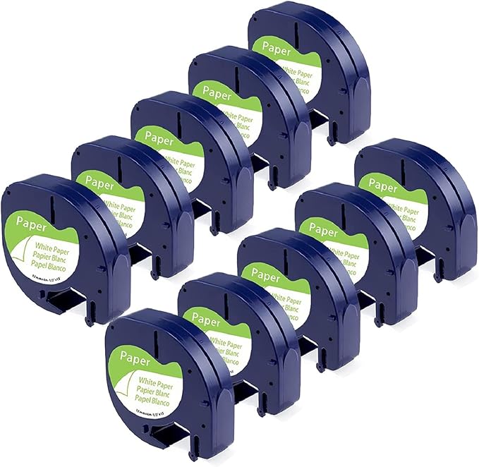 10x Replace for Dymo Letratag Refills White Paper 12mm 91330 Compatible by AONOMI