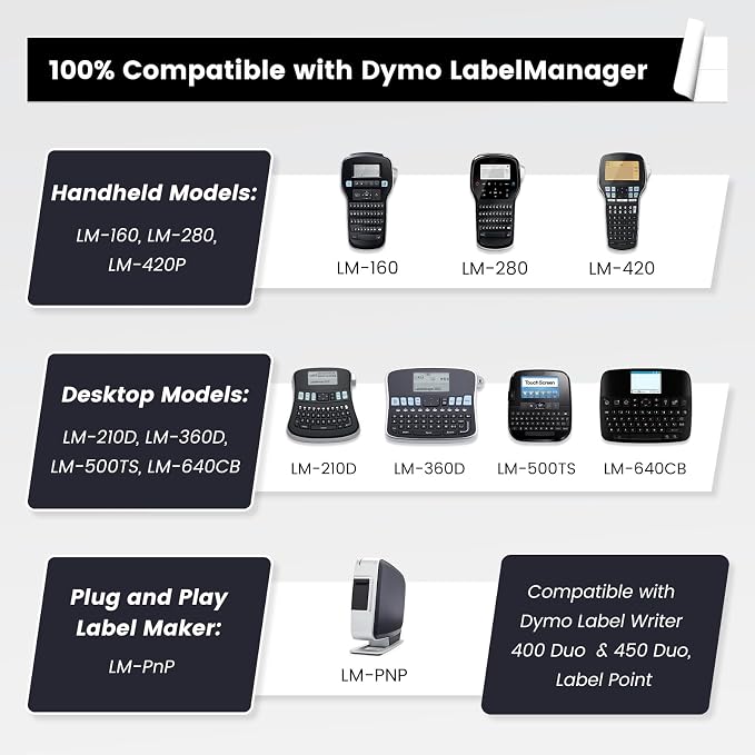 3X Replace for Dymo Label Maker Refills D1 1/2Inch x 23Ft Black/Gold/Silver | - Image 3