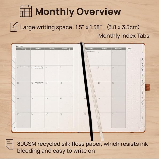 POPRUN 2027 Planner Weekly and Monthly, 6.5" x 8.75" Recycled Paper Calendar - Image 4
