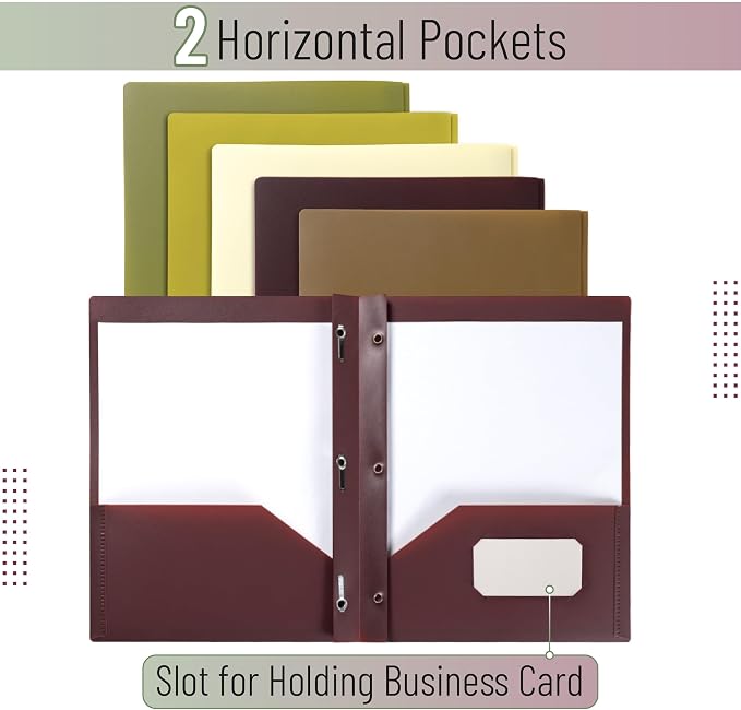 Mr. Pen- Plastic Folders with Pockets and Prongs, 5 Pack, Letter Size | Dark - Image 3