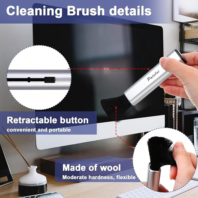 Patelai 6 Pack Retractable Keyboard Cleaning Brushes, Anti-Static Soft Bristle - Image 2