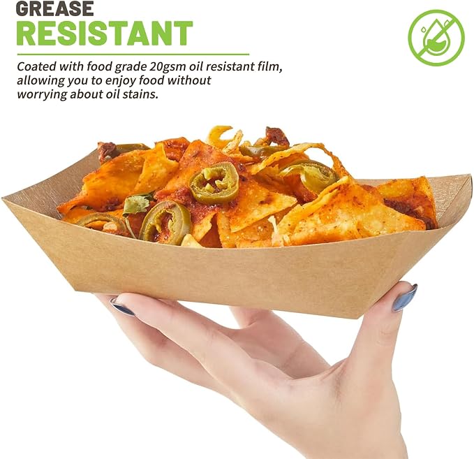 ZORRITA Paper Food Trays, 3 Lb, 50 Pack, Disposable | Kraft Taco Holder Party - Image 4