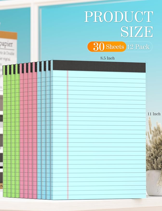 Zaviko 12 Pack Colored Legal Pads 8.5 x 11, Colored Note Pads 8.5 x 11 Wide - Image 2