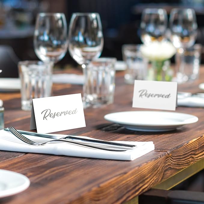 10 Pack Silver Reserved Table Signs - Image 4