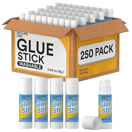 Glue Sticks Bulk (250 Pack), Washable Glue Sticks for Kids, Craft Glue for School Supplies, .28 oz, 8 Grams (250 Pack)-DeskLoop Office