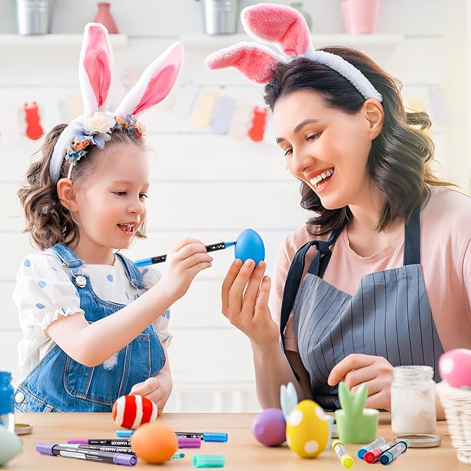 28 Metallic Colors Dual Tip Acrylic Paint Markers, Brush Tip and Dot Tip Acrylic Paint Pens for Rock Painting, Ceramic, Wood, Canvas, Plastic, Glass, Stone, Calligraphy, Card Making, DIY Crafts-DeskLoop Office