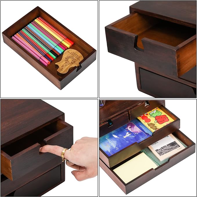 DEAYOU Bamboo Desk Organizer, 100% Natural Bamboo Desktop Drawer Organizer - Image 7