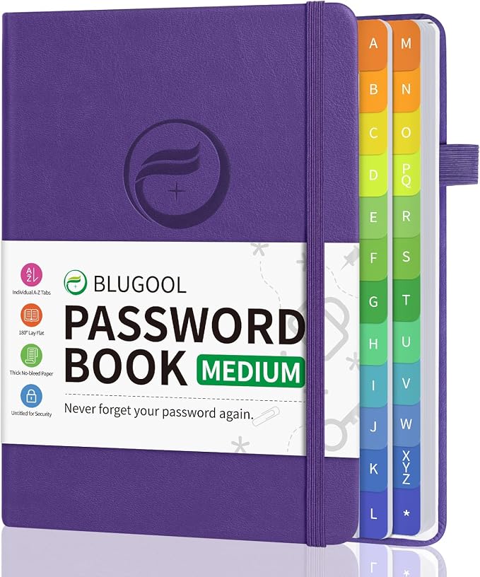Blugool Password Book with Alphabetical Tabs, Password Keeper Book by Blugool