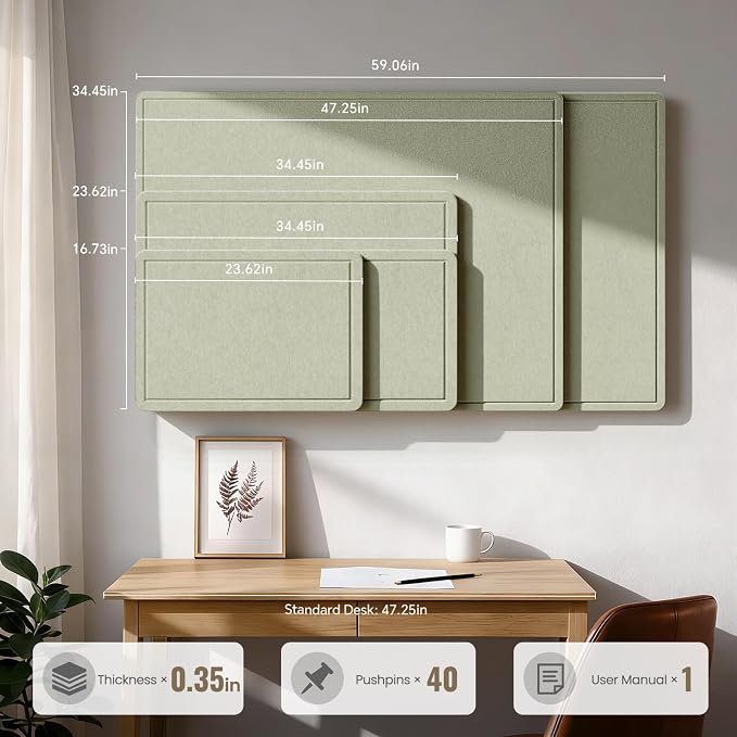 Large Bulletin Board, 48 X 35 Inches Felt Cork Board - Image 6