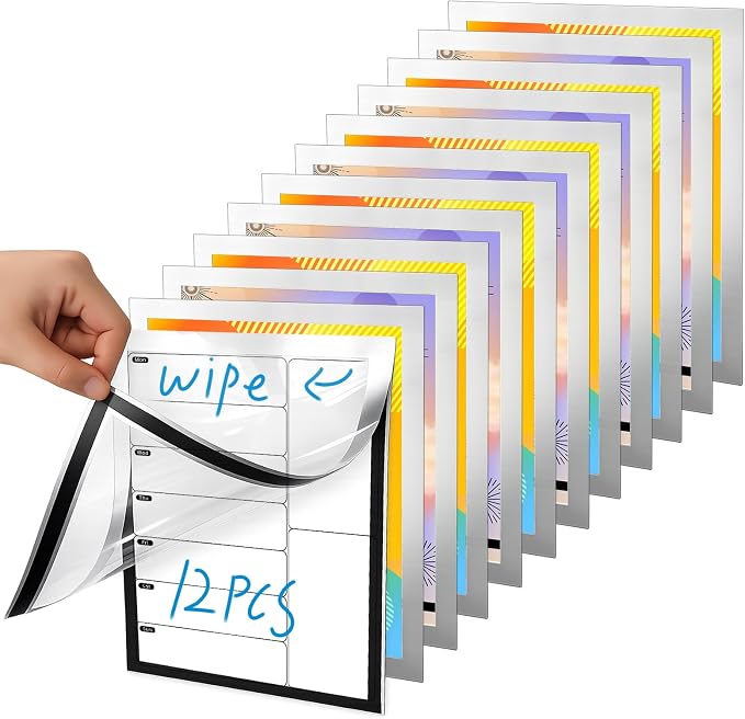 12-Pack Magnetic Sign Holder, 8.5×11 Sliver Magnetic Paper Holder | Reusable by AceShow