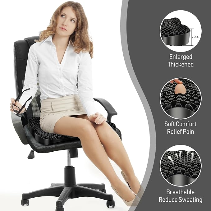 Cooling Gel Seat Cushion, Thickened Big Breathable Honeycomb Design Absorbs - Image 5