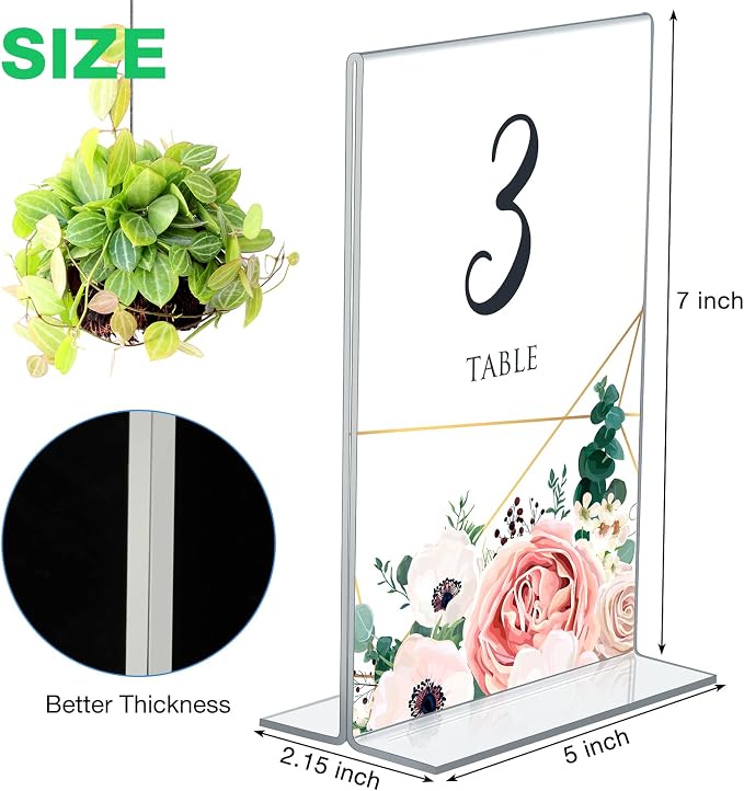 Amyhill 24 Pack Acrylic Sign Holder 5 x 7 Inch Plastic Picture Frames Self - Image 3
