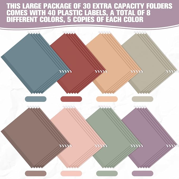 Sepamoon 40 Pcs Hanging File Folders Extra Capacity File Folders Letter Size - Image 2