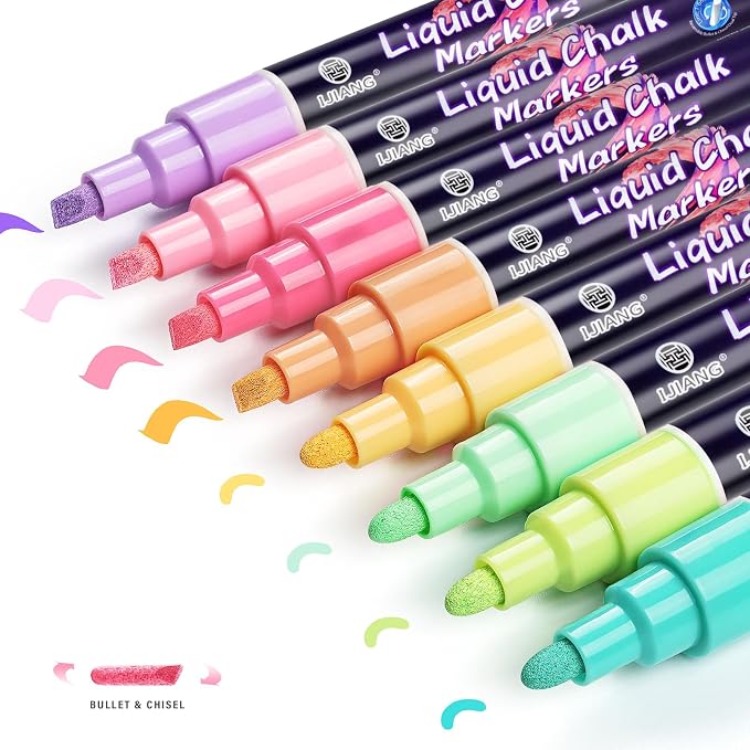 Chalk Markers - Pastel 8 Colors, Water-Based Non-Toxic Liquid Chalk Markers by IJIANG