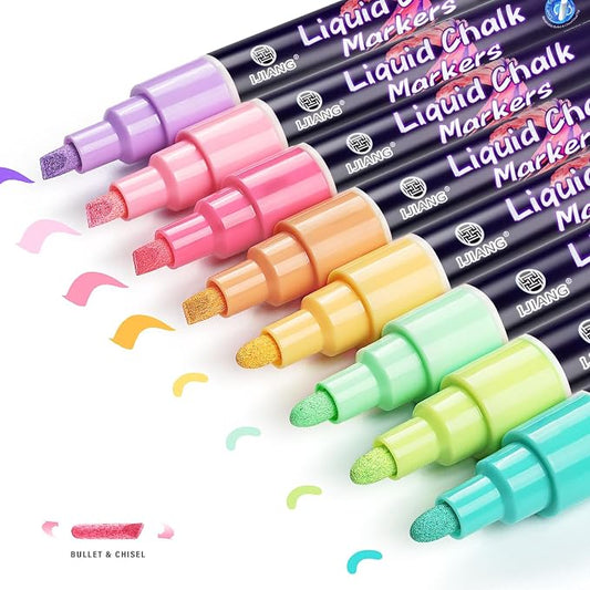 Chalk Markers - Pastel 8 Colors, Water-Based Non-Toxic Liquid Chalk Markers by IJIANG