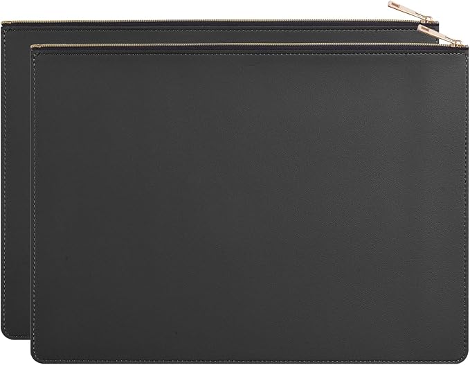 PU Leather A4 File Folder Zipper Document Holder Envelope Folder Case by enyuwlcm