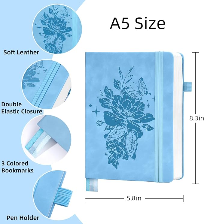 Lined Journal Notebook 365 Pages, A5 Leather Journals - Image 2