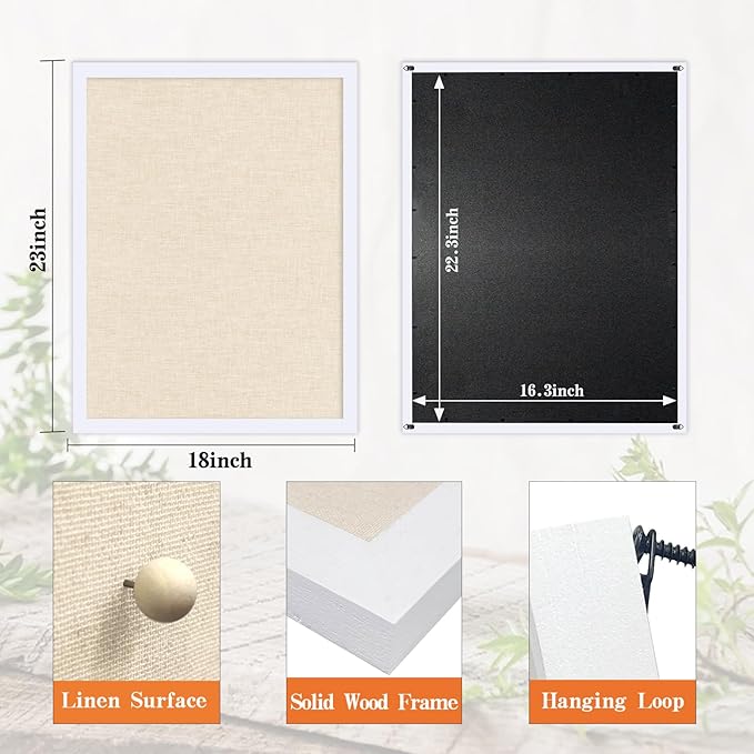 2 Pack Large Bulletin Board, 23 "x17 White Cork Boards for Walls with Frame, Pin Display Board Vision Board for Home School Office Decor-DeskLoop Office
