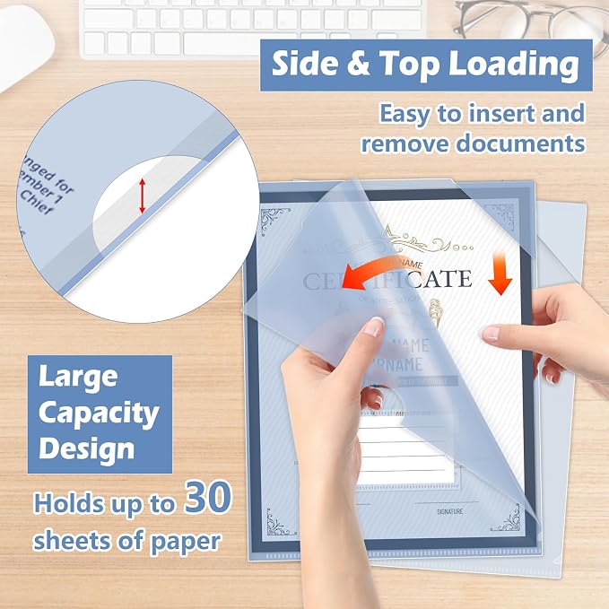 HOUYEE 20 Pack Clear Document Folders, L-Type Plastic File Folder Sleeves - Image 6